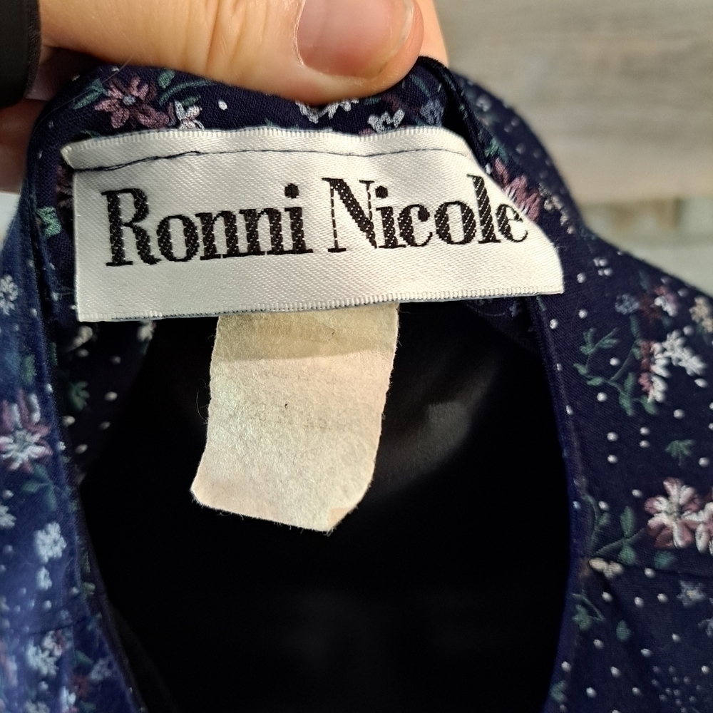 Vintage Ronni Nicole Women's Size 18 Prairie Peasant Floral Midi Dress Fit Flare - Picture 2 of 13
